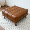 Addison - Square Upholstered Ottoman - Antique Brown / Brown / Cognac - Image 2