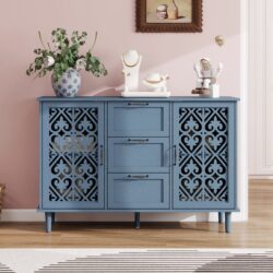 2 Door 3 Drawer Cabinet, American Furniture, Suitable For Bedroom, Living Room, Study - Blue