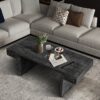 American Vintage Industrial Coffee Table, Premium Reclaimed Wood Texture, Double Tier Structure - Antique Black - Image 6