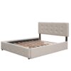 Queen Size Upholstered Platform Bed With 2 Drawers And 1 Twin Long Trundle - Dark Beige - Image 8