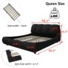 Queen Size Luxury Upholstered Platform Bed With Oversized Padded Backrest And Solid Wood Frame, Suitable For Multiple Heights Of Mattresses - Black - Image 3