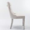 Nikki - Modern, High-End Tufted Solid Wood Contemporary Velvet Upholstered Dining Chair With Chrome Stainless Steel Plating Legs, Nailhead Trim (Set of 2) - Beige - Image 5