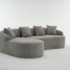 Compression Sofa: Combining Chaise Longue With 3 Seater, Wood Grain Chenille Fabric, Full Sponge Compression Sofa, Combined Sofa With 4 Pillows For Living / Home Furniture / Apartment - Gray - Image 19