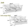 Modern Comfy Upholstered Sofa Cloud Couch, Deep Seat Couches With Multiple Large Soft Pillows, Convertible Deep Seat Chaise Longue For Living Room - Beige - Image 3