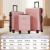 Luggage Sets 3 Piece Hardshell Suitcases With Wheels, Lightweight Expandable Travel Luggage With Tsa Lock, Carry-On, Checked Luggage (20" 24" 28") - Rose Gold - Image 18