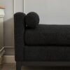 Elegant Upholstered Bench, Daybed, Ottoman With Wood Legs & 2 Bolster Pillows For End Of Bed, Bedroom, Living Room, Entryway - Black - Image 9