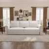 King Pull Out Sofa Bed, Chesterfield Sofa, 3 In 1 Velvet Convertible Sleeper Sofa With Nailhead Trim & Rolled Arm, Multifunctional Sofa Bed For Living Room - Beige - Image 6