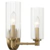 Regal - Double Light Vanity With Clear Ribbed Satin - Antique Brass / Clear - Image 3