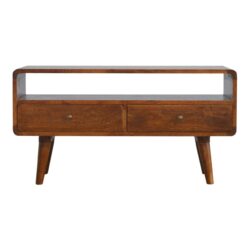Curved Media Unit - Chestnut