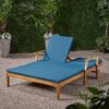 Etherealize - Outdoor Adjustable Double Chaise Lounge With Water Resistant Cushions - Teak / Blue - Image 2
