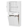 Modern Bathroom Storage Cabinet With 2 Laundry Baskets, 1 Drawer, Adjustable Shelf - White - Image 13