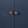 Refined Industrial 4 Door Credenza With Wooden Arc Legs & Bronze Clasps, Advanced Storage Design - Navy Blue - Image 11