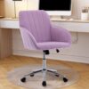 Ergonomic Swivel Office Chair, Comfortable Backrest Seat, Velvet, Adjustable For Home And Bedroom - Lilac - Image 5