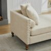 Chenille Upholstered Chaise Lounge With Nailheads, Sleeper Sofa Couch With 4 Throw Pillows & 2 Bolsters, Daybed With Rubberwood Legs - Beige - Image 7