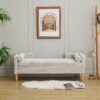 Storage Soft Bench With Armrests, Backrest And 2 Bolster Pillows For Living Room, Entryway And Bedroom - Light Gray - Image 3