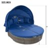 Outdoor Rattan Daybed Sunbed With Retractable Canopy Wicker Furniture, Round Outdoor Sectional Sofa Set - Gray Wicker Furniture Clamshell Seating With Washable Cushions, Backyard, Porch - Blue - Image 15