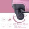 3 Piece Luggage Sets Lightweight Suitcase With Two Hooks, Spinner Wheels, Tsa Lock, (20/24/28) - Pink - Image 12