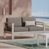 Outdoor Aluminum Loveseat With Cushion - Gray - Image 2