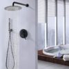 Round Rain Shower Head And Handheld Shower Set With Brass Construction - Matte Black - Image 2