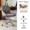 Modern Velvet Fabric Dining Chair With Chrome Legs, Soft And Comfortable, Lift Adjustment, Space Saving - Gray - Image 8