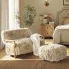 Enchante - New Zealand Sheepskin Rectangular Accent Ottoman - Taupe / Natural - Image 6