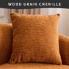 Compression Sofa: Combining Chaise Longue With 3 Seater, Wood Grain Chenille Fabric, Full Sponge Compression Sofa, Combined Sofa With 4 Pillows For Living / Home Furniture / Apartment - Orange - Image 17