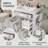 Bathroom Vanity With Top Sink, Modern Bathroom Storage Cabinet & 2 Drawers And A Tip-Out Drawer, Single Sink Bathroom Vanity - White - Image 7