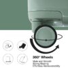 20" Carry On Luggage Lightweight Suitcase Tsa Lock USB Port Luggage Wheel Lock Artificial Leather Top Handle Spinner Wheels - Green - Image 6