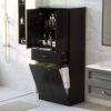 Stylish Bathroom Storage Cabinet With 2 Laundry Baskets And Drawer - Black - Image 7