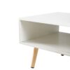 41.34" Rattan Coffee Table, Sliding Door For Storage, Solid Wood Legs, Modern Table For Living Room - White - Image 14