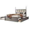 Queen Size Platform Bed With With 2 Big Drawers Twin Size Trundle - Gray - Image 3