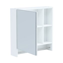 Bathroom Mirror Cabinet Wall Mounted, Medicine Cabinet, Over The Toilet Storage Cabinet With Shelves And Towel Rack - White