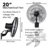 90 Degree 5 Speed Settings Wall Mount Fan Horizontal Oscillation Indoor / Outdoor Household Commercial - Black - Image 7