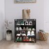 4 Layers Shoe Cabinet With Glass Door And Glass Layer Shoes Display Cabinet With LED Light Bluetooth Control - Black - Image 9