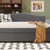 Full Size Upholstered Daybed With Storage Armrests, Trundle And Latest Integrated Bluetooth Audio System, Teddy Fleece - Gray - Image 18