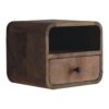 Extra Mini Wall Mounted Curved Nightstand With Open Slot - Brown - Image 7