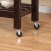 Kitchen Cart Red Cocoa Faux Marble Chunky Thick Top Two Drawers Locking Rubber Wheel Castors Slat Vented Shelves Towel Bar - Espresso - Image 2