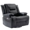 360° Swivel And Rocking Home Theater Recliner Manual Recliner Chair With A Led Light Strip For Living Room - Black - Image 9