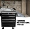5 Drawers Multifunctional Tool Cart With Wheels - Black - Image 2