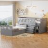 Twin Loft And Platform Bed With 7 Drawers And Full Guardrails, Modern L Shaped Space Saving - Gray - Image 16