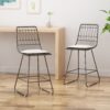 Yearning - Iron Counter Stool With Water Resistant Cushion - Black / Ivory - Image 5