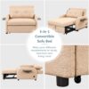 Versatile Pull Out Sofa Sleeper 3 In 1 With Wing Table & USB Charge Linen, Compact Design - Beige - Image 5