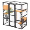 Outdoor Cat House, Diy Cat Enclosure With Double Enter Doors - Black Brown - Image 9