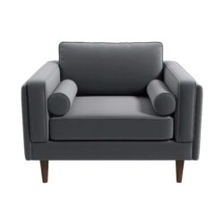 Amber - Velvet Lounge Chair - Brown / Gray