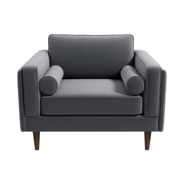 Amber - Velvet Lounge Chair - Brown / Gray