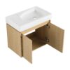 Modern 24" Bathroom Vanity With Ceramic Basin, Wall Mounted Floating Sink Combo, Wooden Storage Cabinet - Oak - Image 11