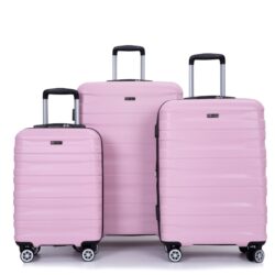 3 Piece Luggage Sets Pc Lightweight & Durable Expandable Suitcase With Two Hooks, Double Spinner Wheels, Tsa Lock, (21/25/29) - Pink