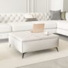 Modern Wood And Fabric Square Storage Ottoman Coffee Table With Lift - Top Design - Upholstered Bench For Living Room Organization - Beige - Image 9