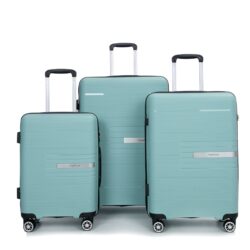 Hardshell Suitcase Double Spinner Wheels Pp Luggage Sets Lightweight Durable Suitcase With Tsa Lock, 3 Piece Set (20/24/28) - Light Green