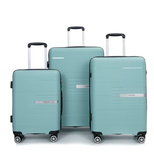 Hardshell Suitcase Double Spinner Wheels Pp Luggage Sets Lightweight Durable Suitcase With Tsa Lock, 3 Piece Set (20/24/28) - Light Green
